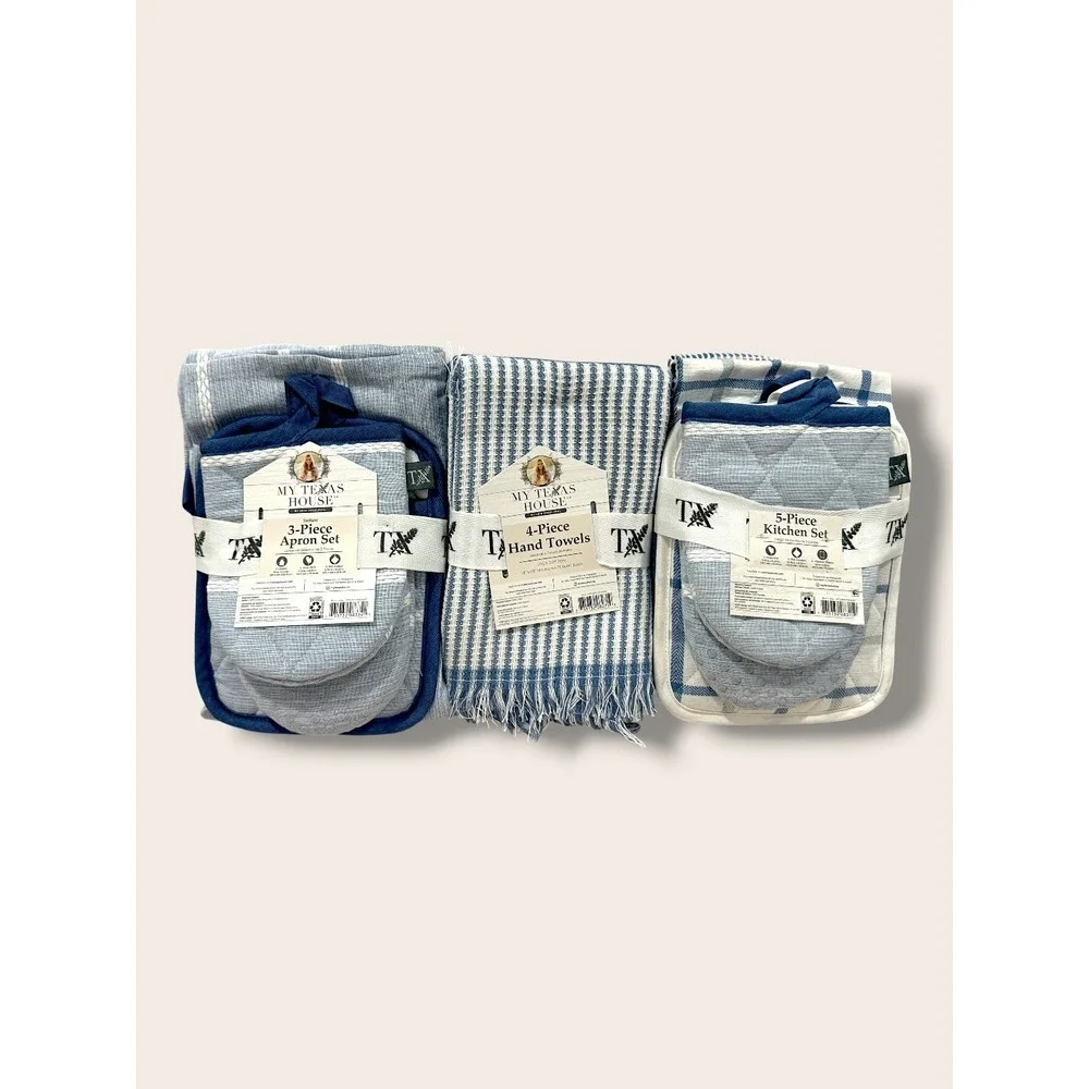 My Texas House Waffle 16x28 Cotton Kitchen Towels, 4pc, Blue White - Walmart